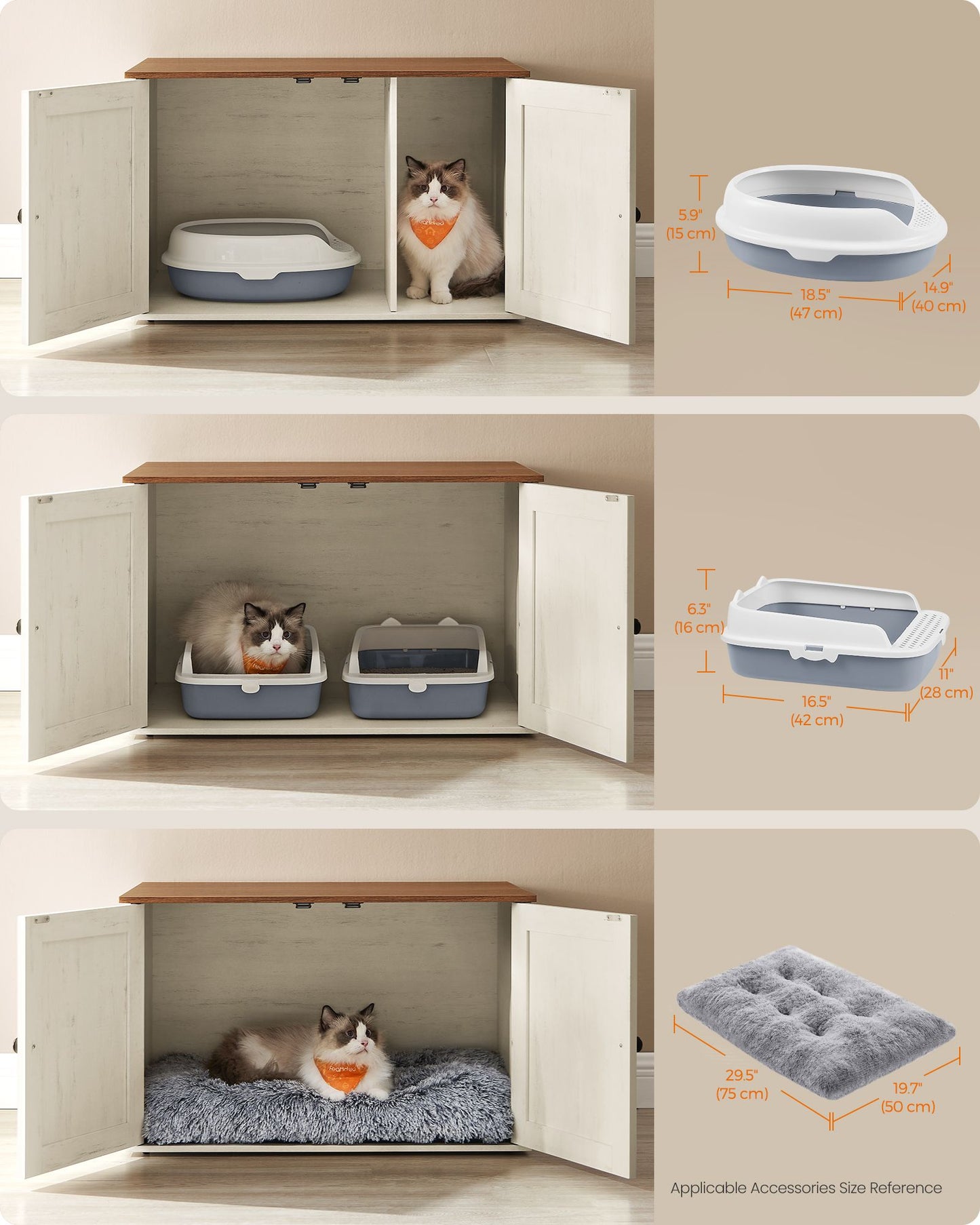 Cat Litter Box Enclosure with Removable Divider - HWLEXTRA 