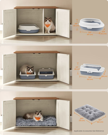 Cat Litter Box Enclosure with Removable Divider - HWLEXTRA 