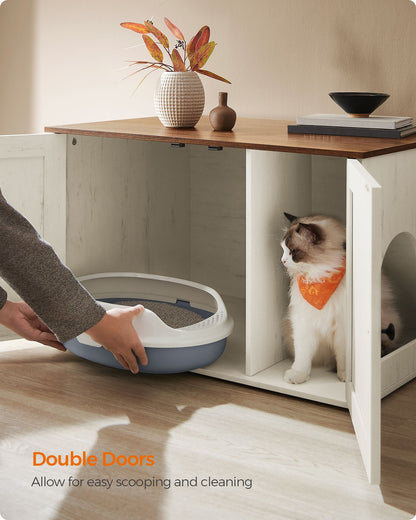 Cat Litter Box Enclosure with Removable Divider - HWLEXTRA 