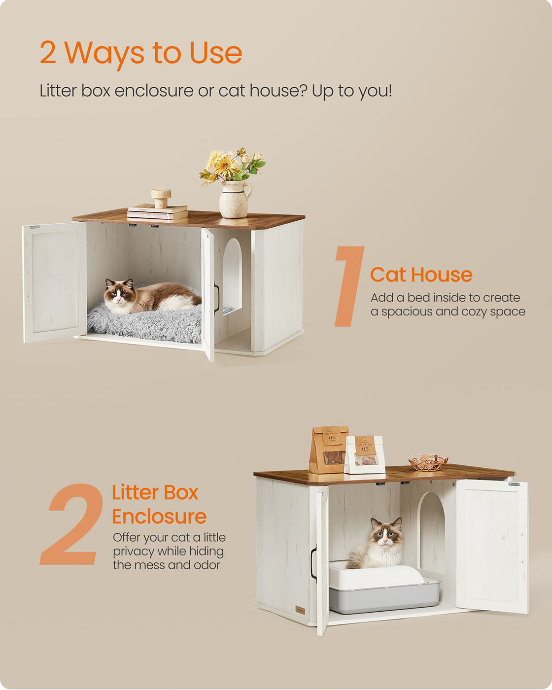Litter Box Enclosure Modern Cat Litter Box Furniture Hidden