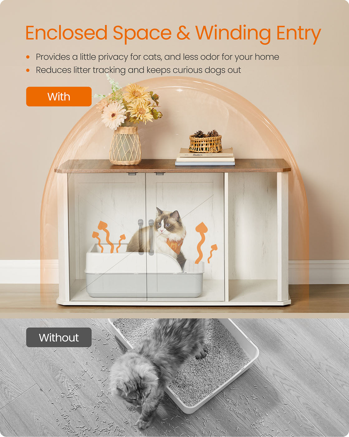 Litter Box Enclosure Modern Cat Litter Box Furniture Hidden
