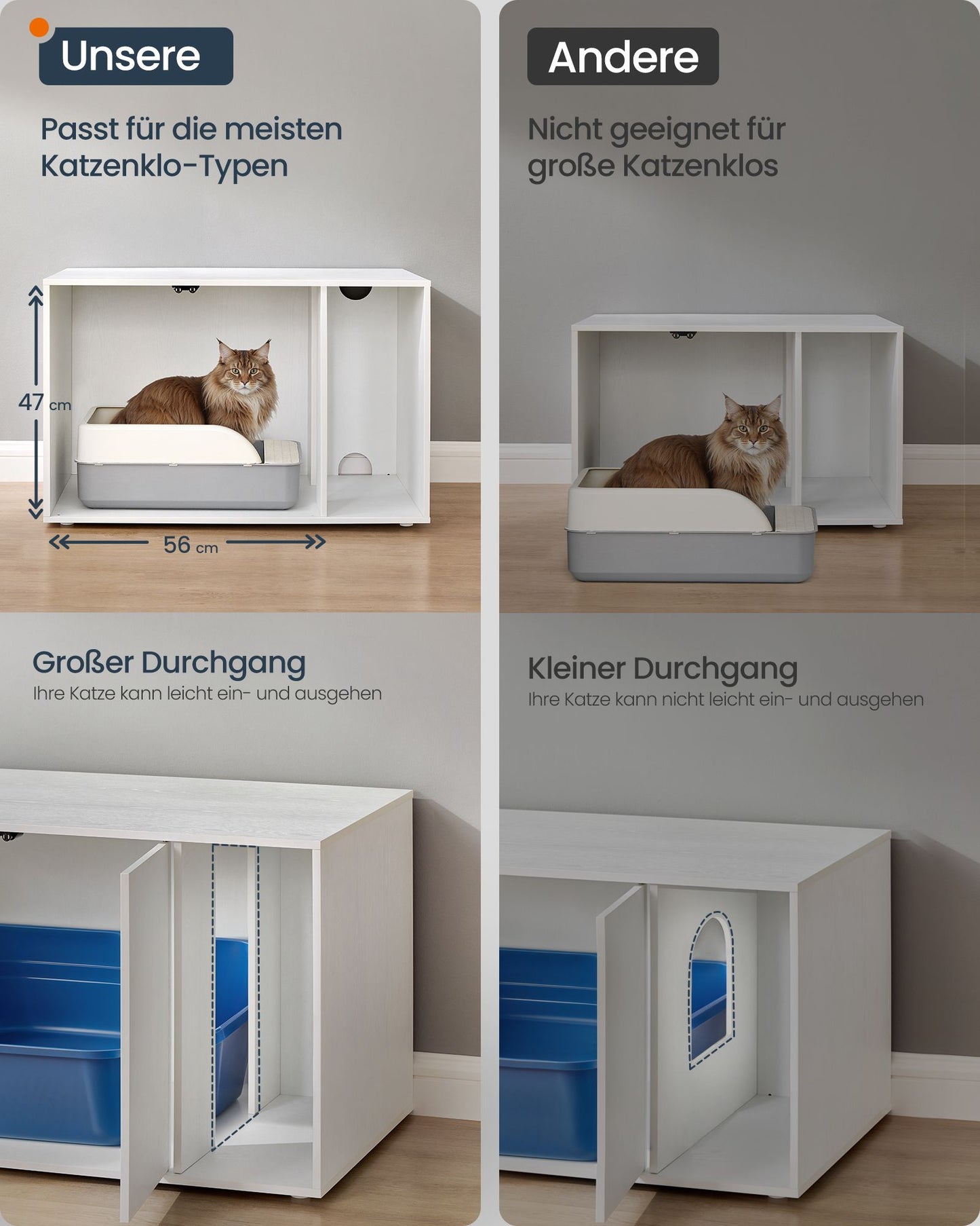 Superfast Toolless Assembly-Cat Litter Box Enclosure for Large Cats