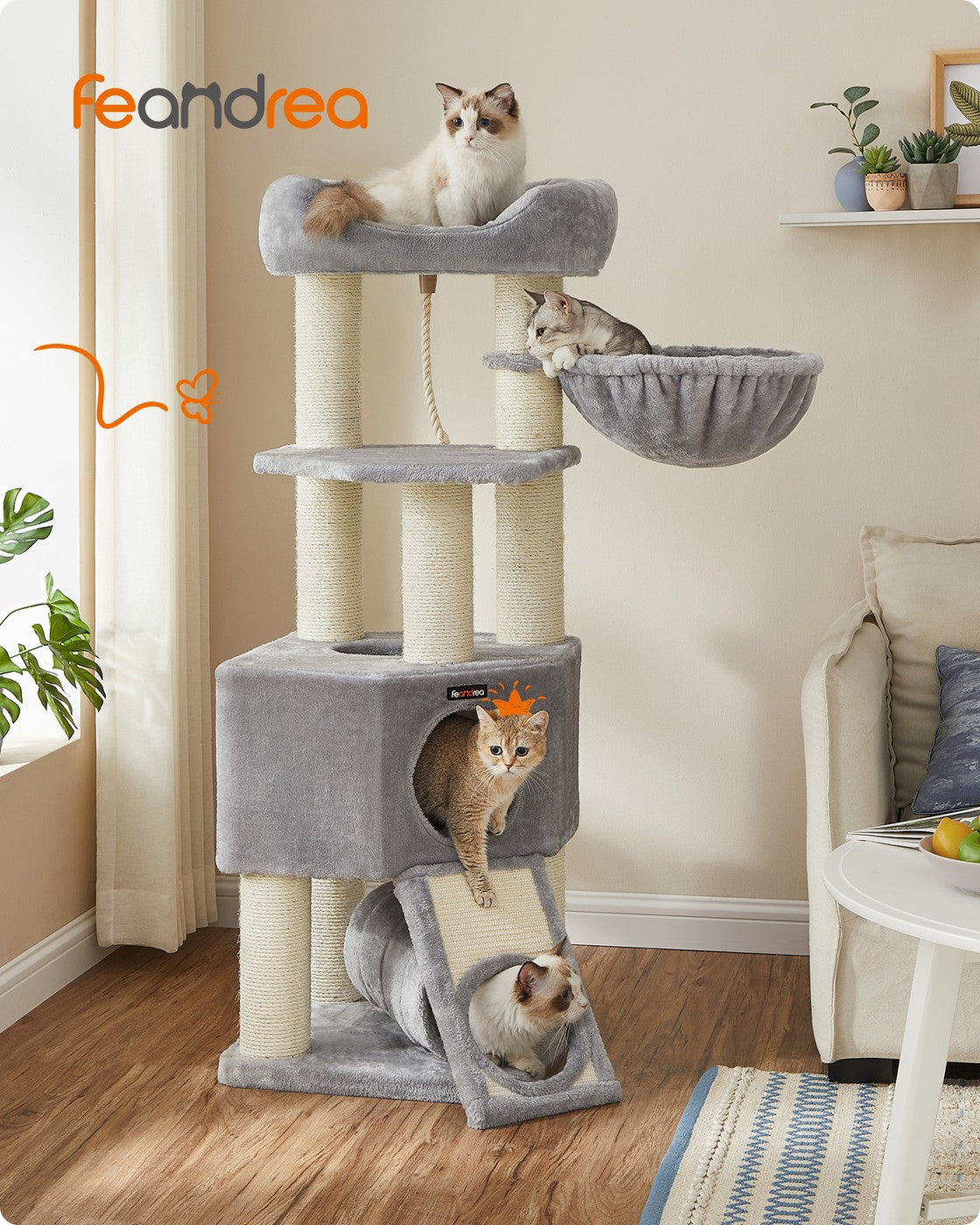 141 cm Cat Condo with Thick Scratching Posts
