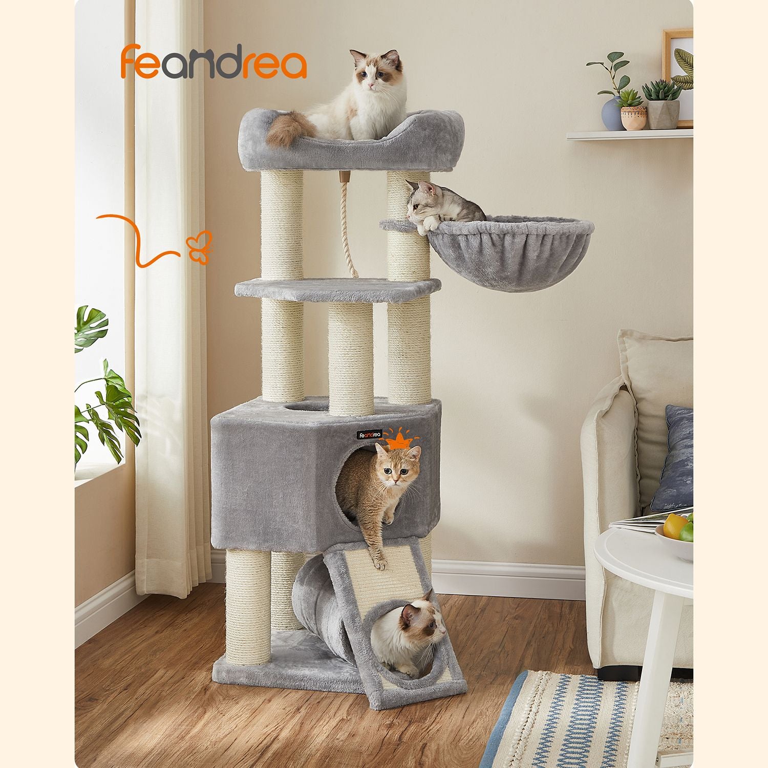 141 cm Cat Condo with Thick Scratching Posts - image 3