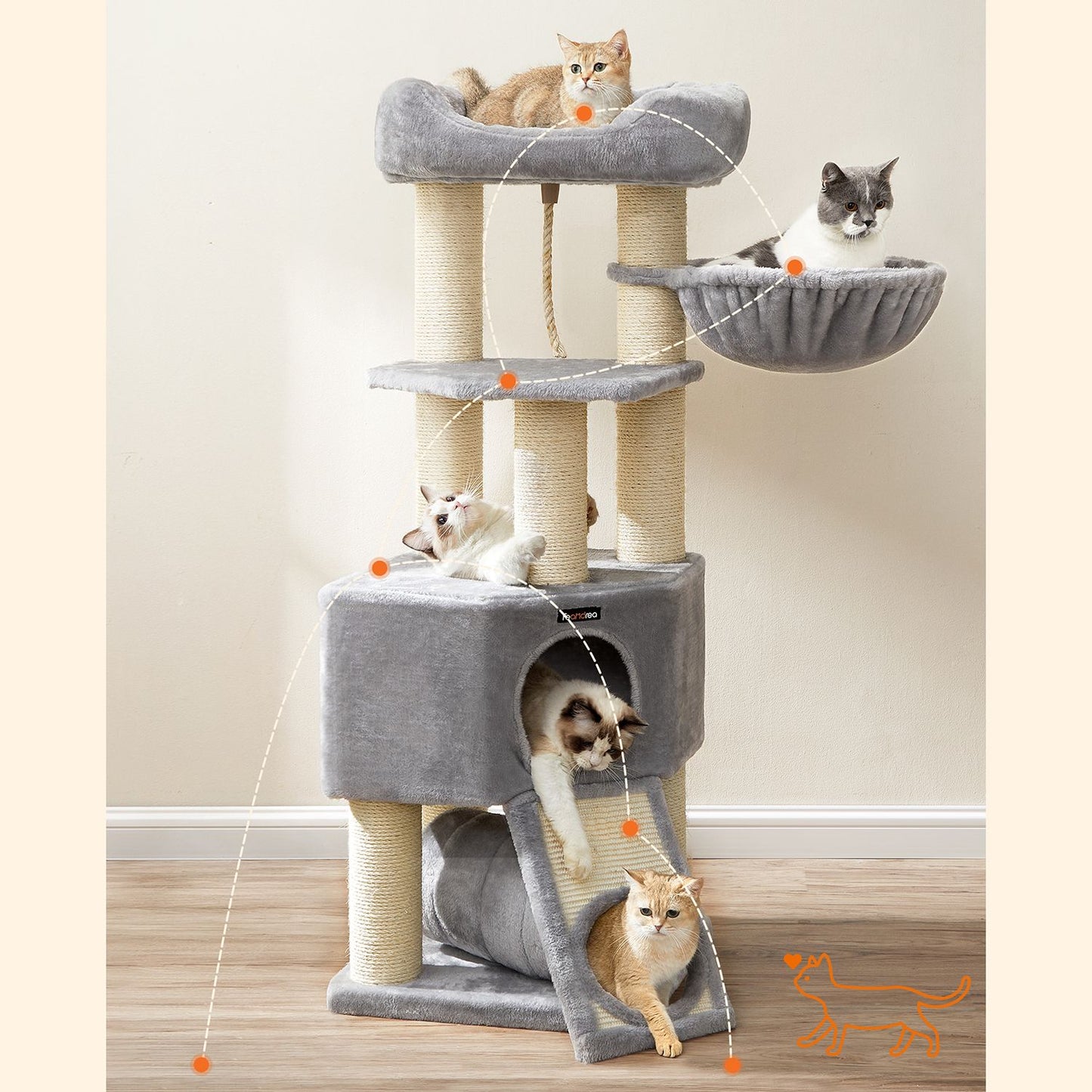 141 cm Cat Condo with Thick Scratching Posts - image 5