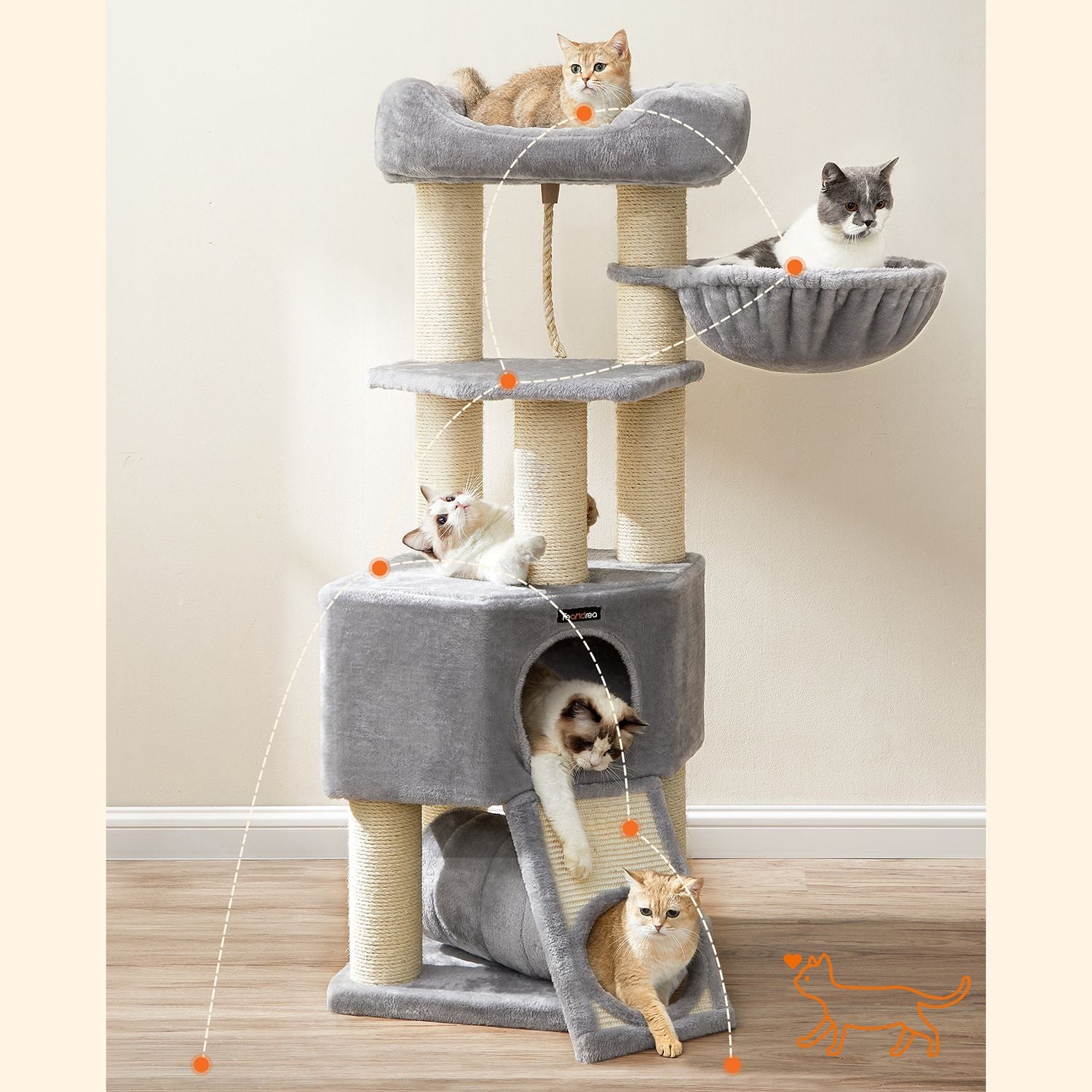 141 cm Cat Condo with Thick Scratching Posts - image 5
