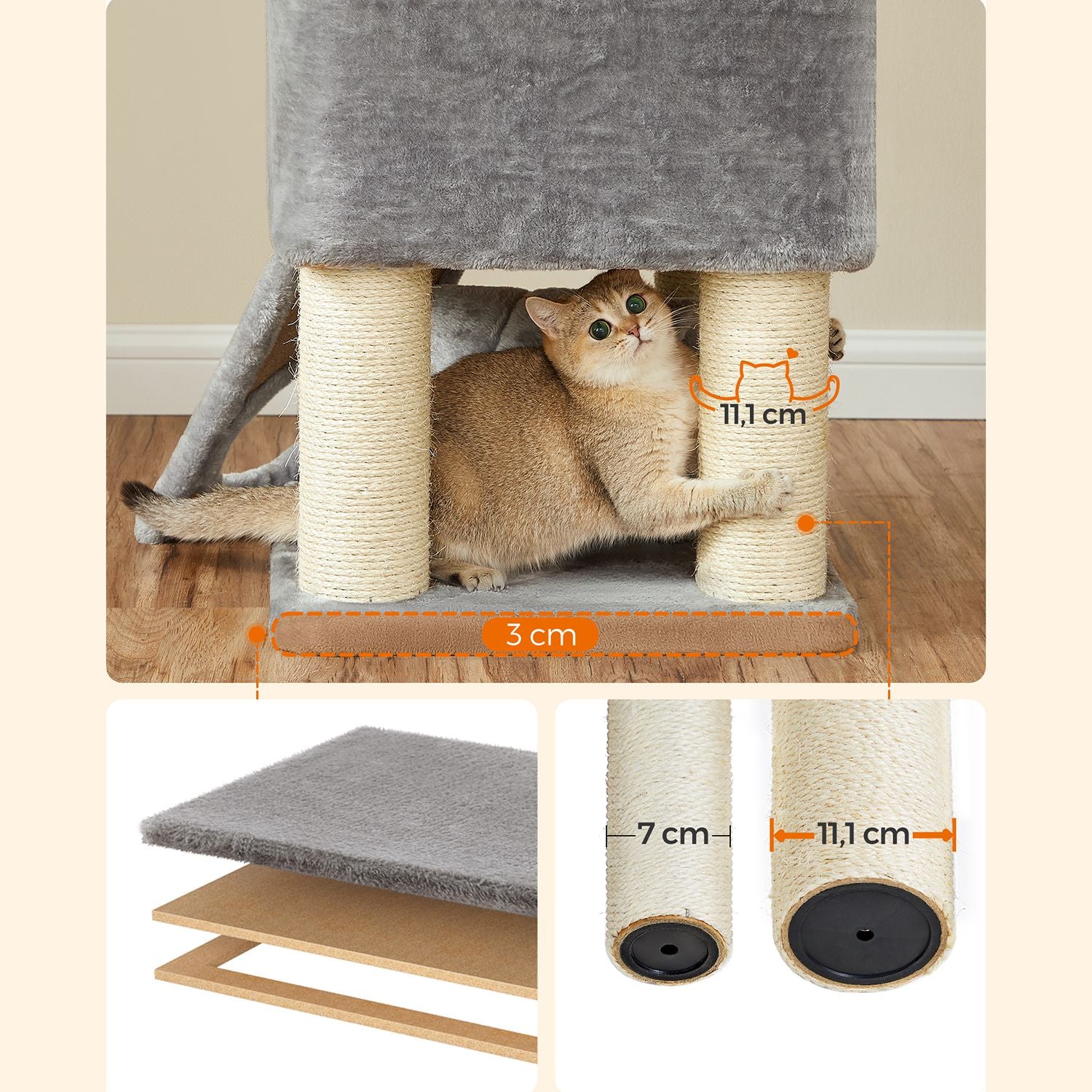 141 cm Cat Condo with Thick Scratching Posts - image 6