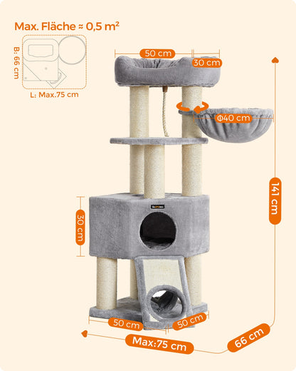 141 cm Cat Condo with Thick Scratching Posts