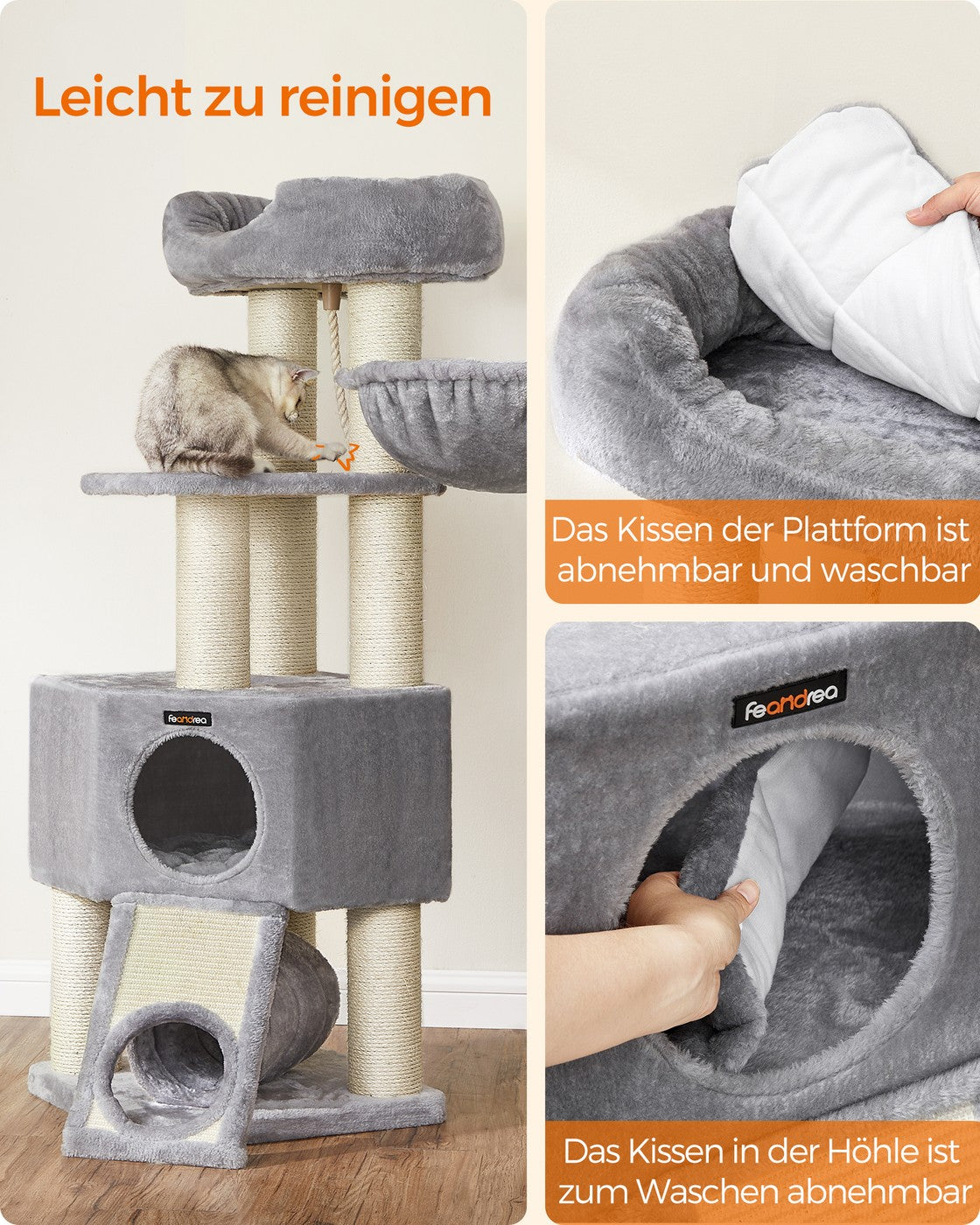 141 cm Cat Condo with Thick Scratching Posts