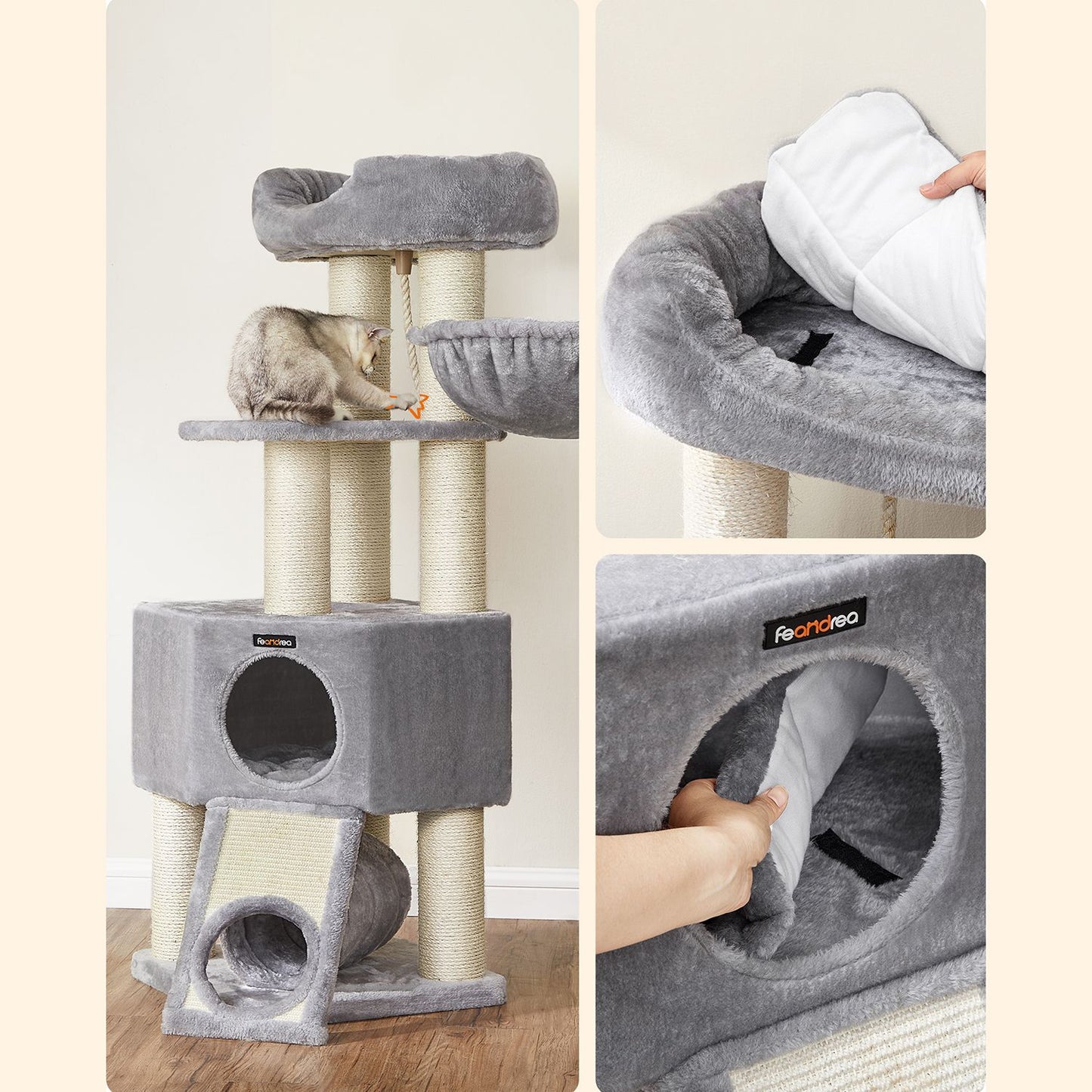 141 cm Cat Condo with Thick Scratching Posts - image 8