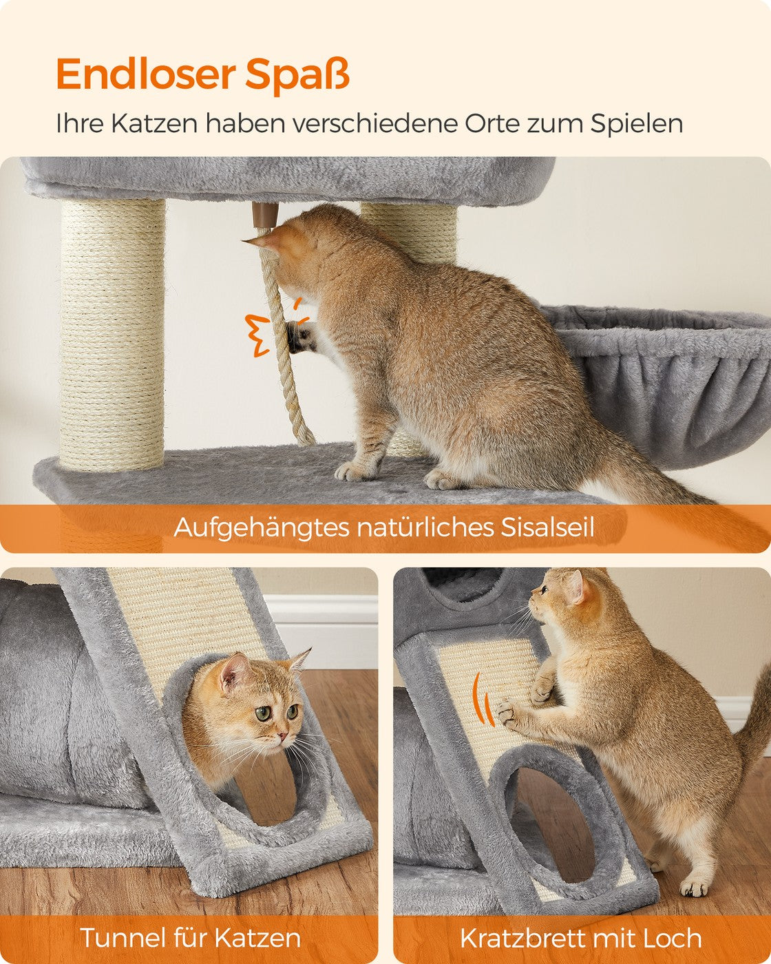 141 cm Cat Condo with Thick Scratching Posts