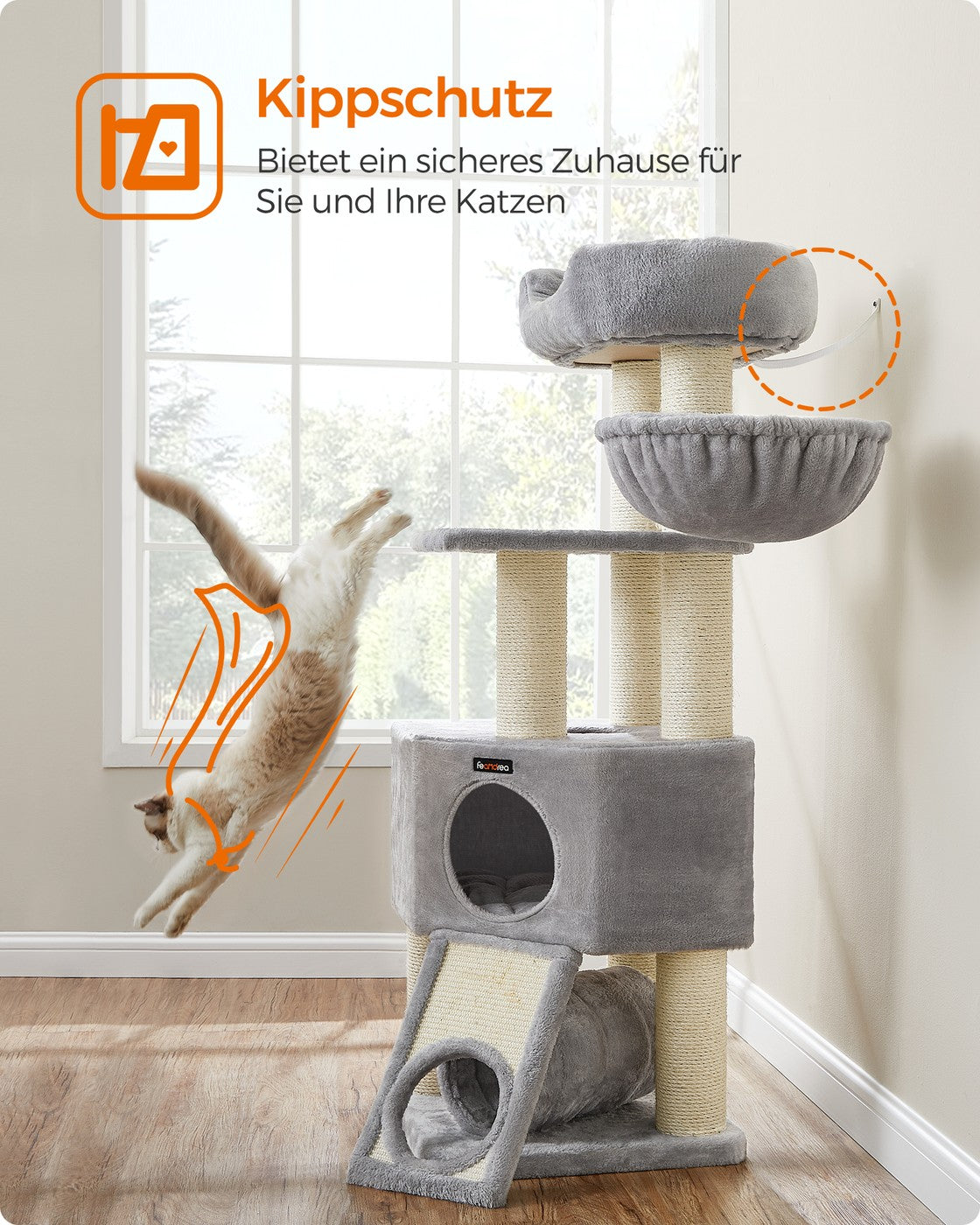 141 cm Cat Condo with Thick Scratching Posts