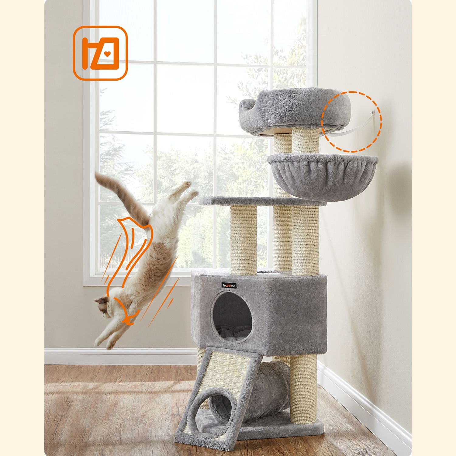141 cm Cat Condo with Thick Scratching Posts - image 10