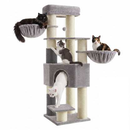 Large Heavy Duty Cat Condo with Sisal Posts, Grey and White - image 2