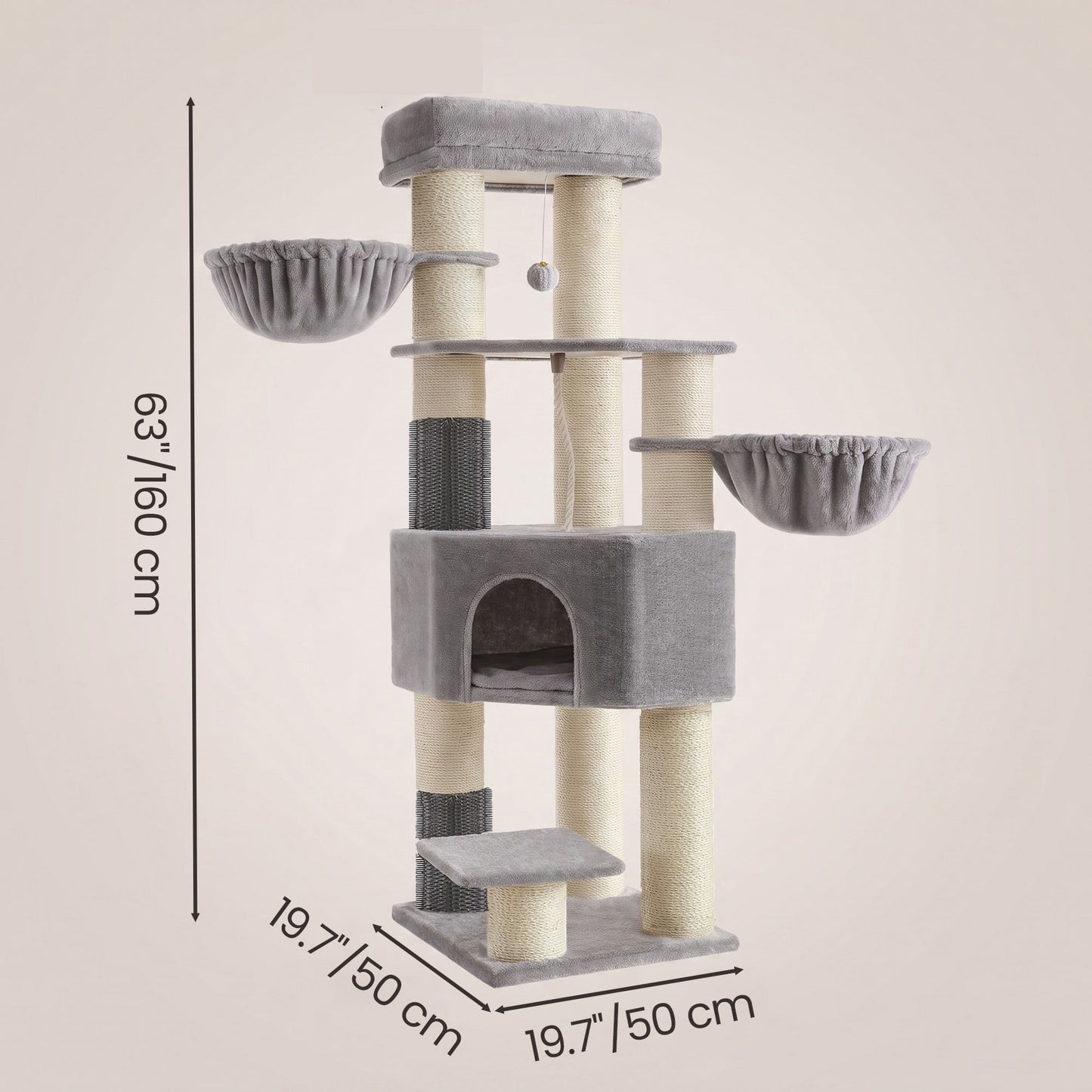 Large Heavy Duty Cat Condo with Sisal Posts, Grey and White - image 3
