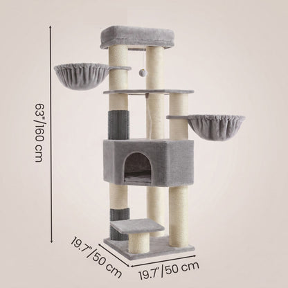 Large Heavy Duty Cat Condo with Sisal Posts, Grey and White - image 3