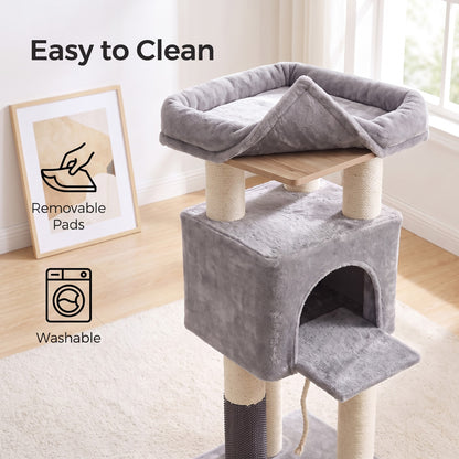 Large Heavy Duty Cat Condo with Sisal Posts, Grey and White - image 7