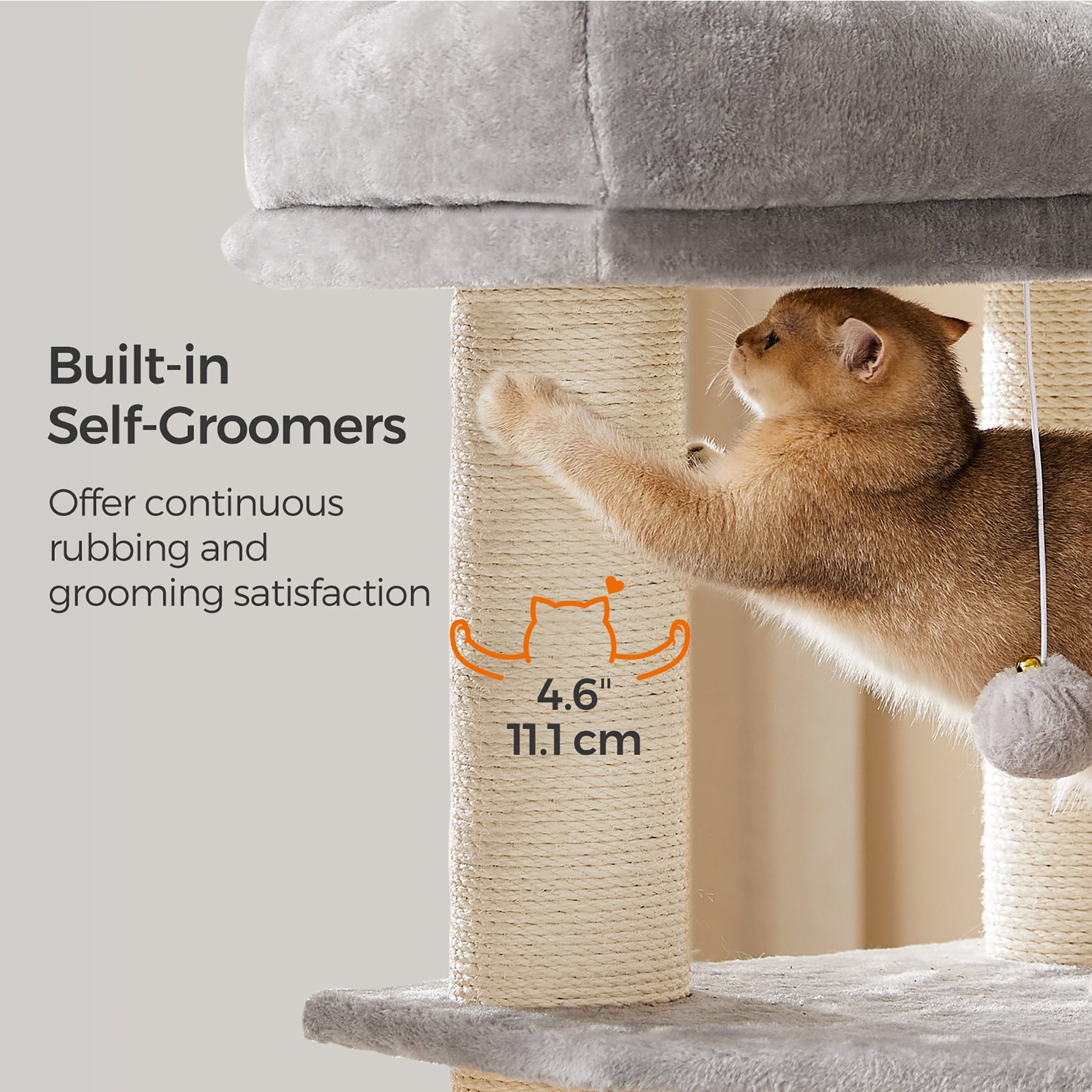 Large Heavy Duty Cat Condo with Sisal Posts, Grey and White - image 8