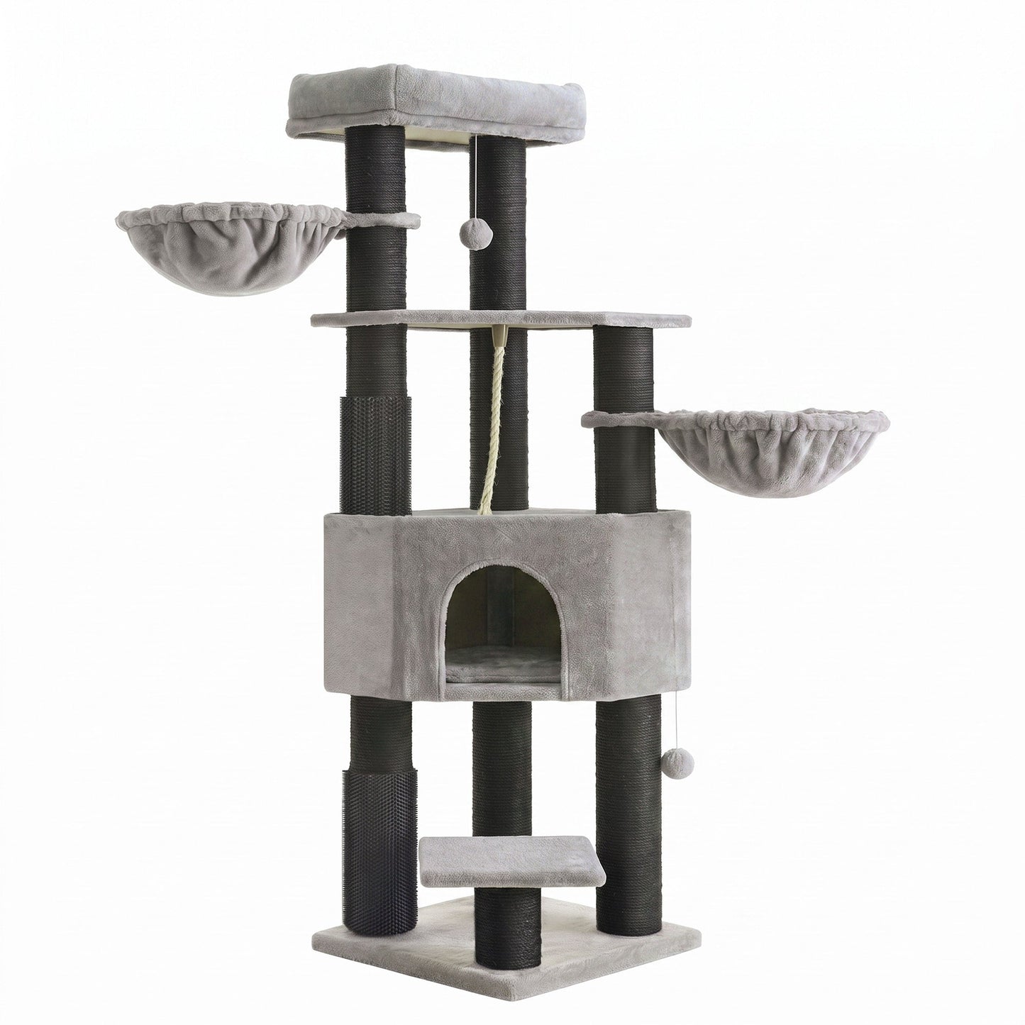 Large Heavy Duty Cat Condo with Sisal Posts, Grey and White - image 9