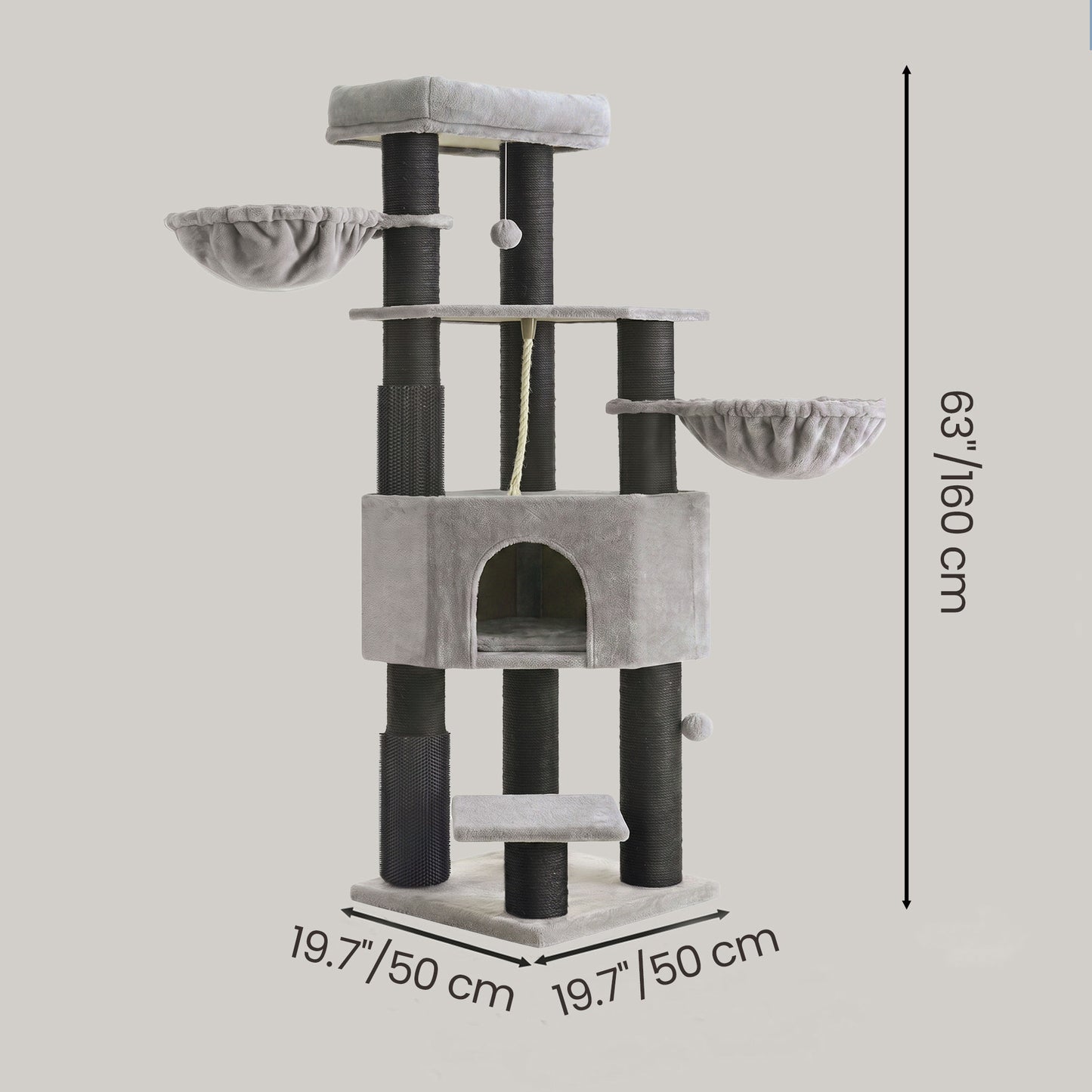 Large Heavy Duty Cat Condo with Sisal Posts, Grey and White - image 11