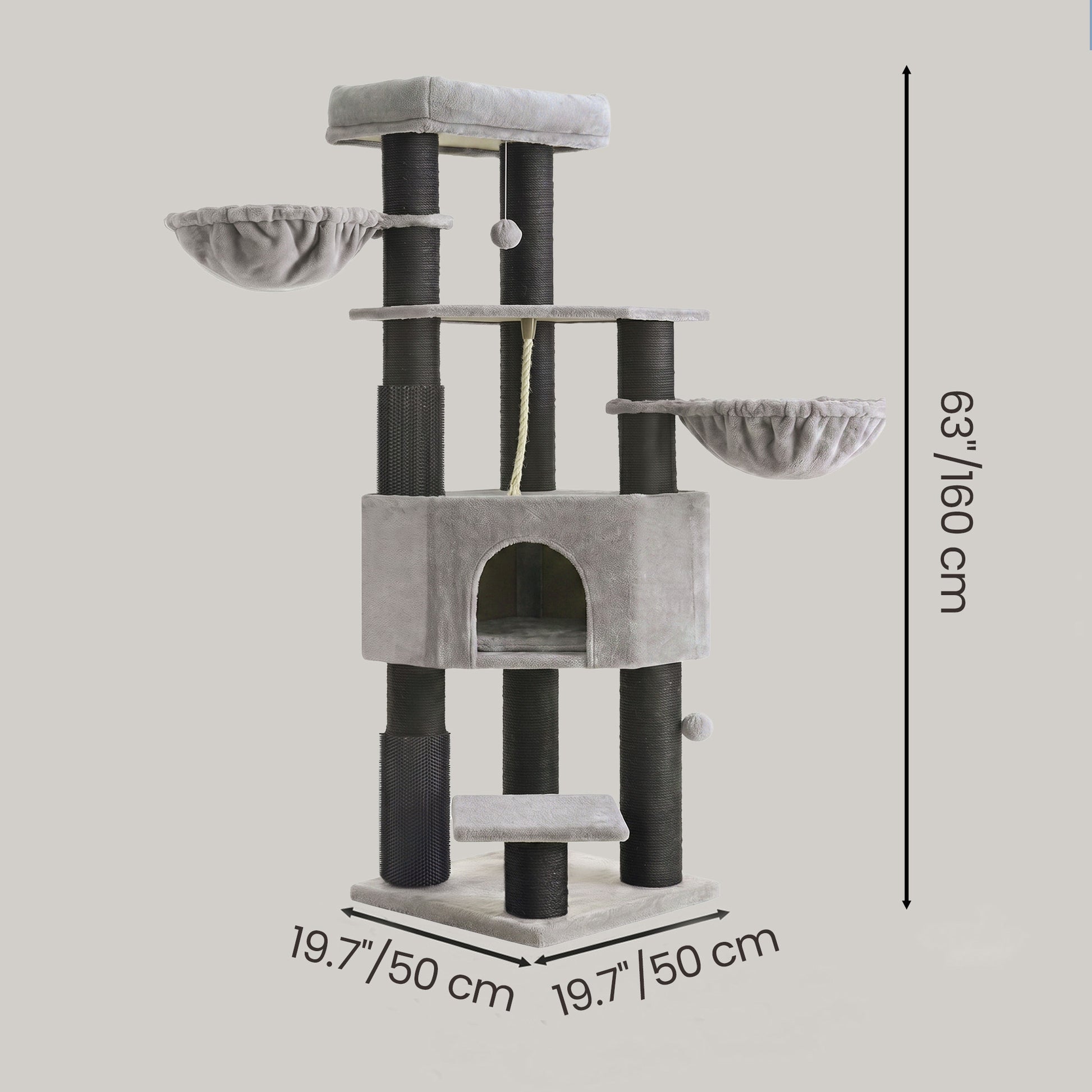 Large Heavy Duty Cat Condo with Sisal Posts, Grey and White - image 11