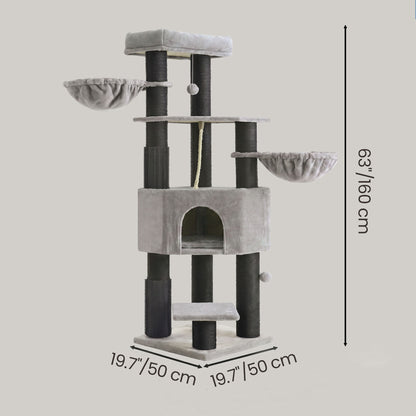 Large Heavy Duty Cat Condo with Sisal Posts, Grey and White - image 11
