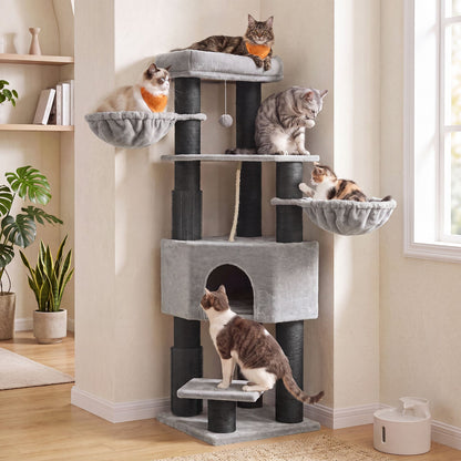 Large Heavy Duty Cat Condo with Sisal Posts, Grey and White - image 12