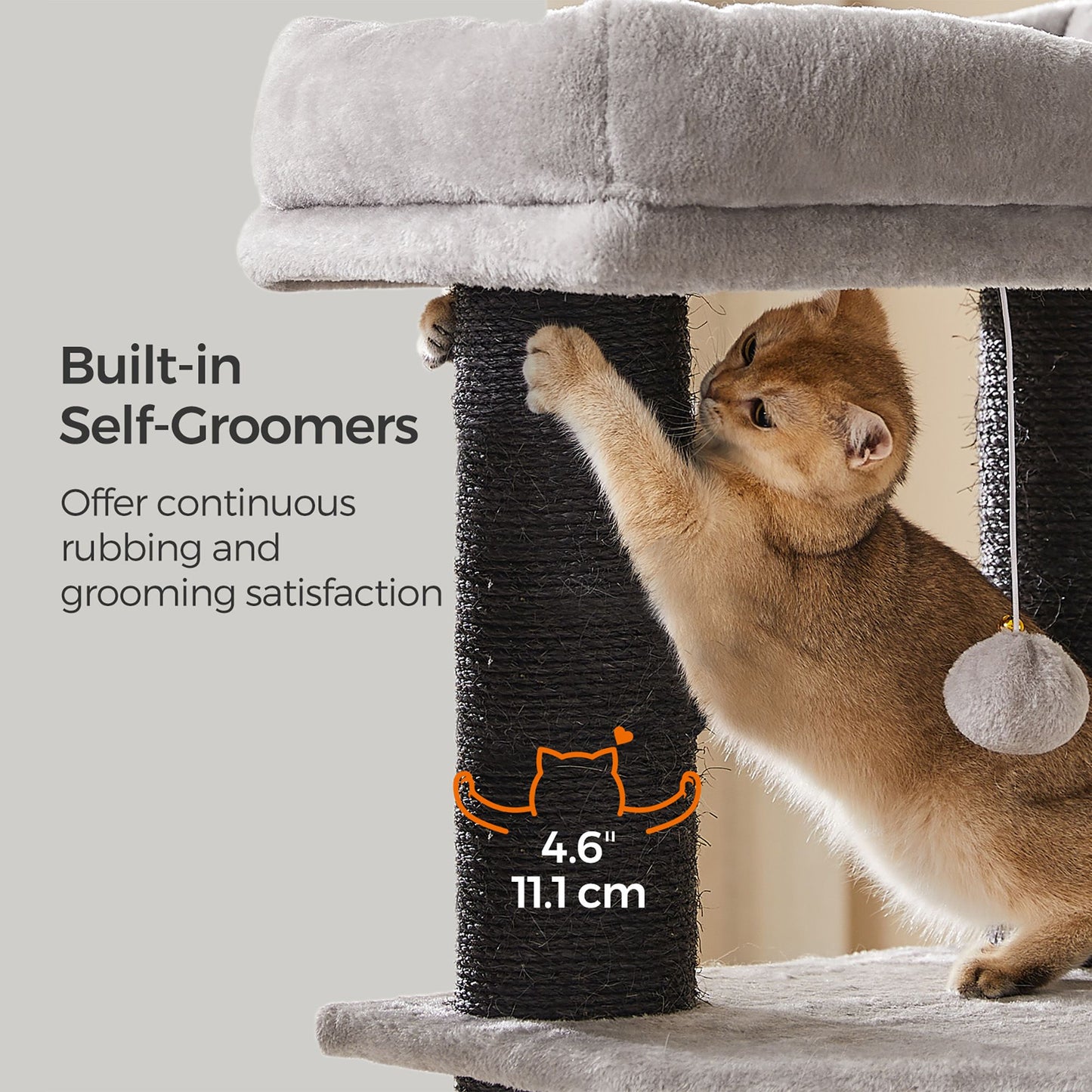 Large Heavy Duty Cat Condo with Sisal Posts, Grey and White - image 16