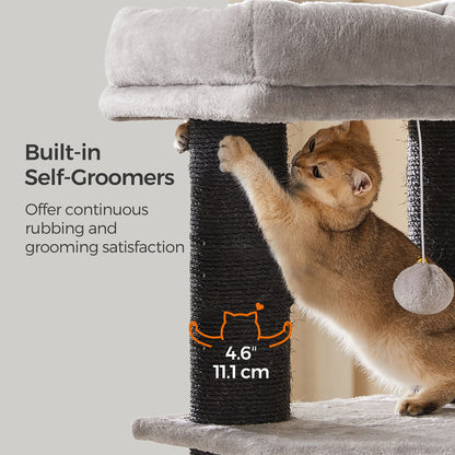 Large Heavy Duty Cat Condo with Sisal Posts, Grey and White - image 16