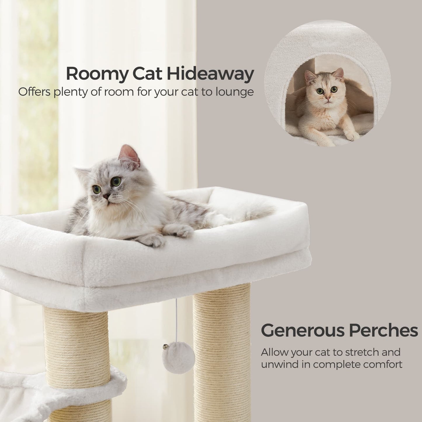 Large Heavy Duty Cat Condo with Sisal Posts, Grey and White - image 20