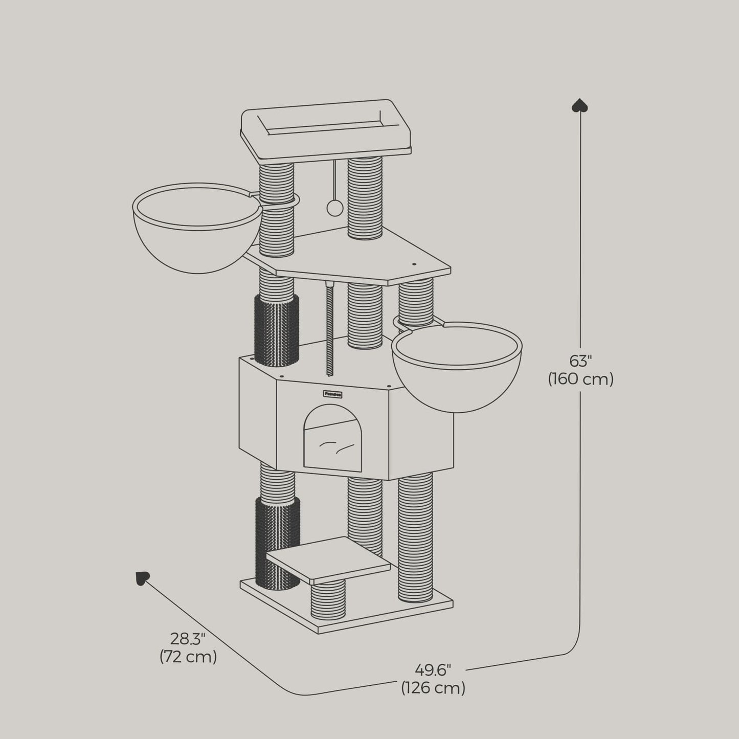 Large Heavy Duty Cat Condo with Sisal Posts, Grey and White - image 23