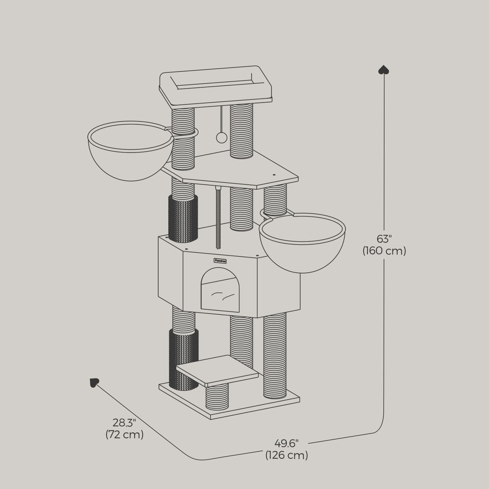 Large Heavy Duty Cat Condo with Sisal Posts, Grey and White - image 23