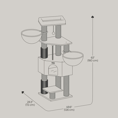 Large Heavy Duty Cat Condo with Sisal Posts, Grey and White - image 23