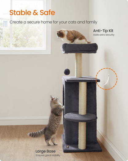 Small Cat Tree Tower with 2 Caves, Light Gray - image 10