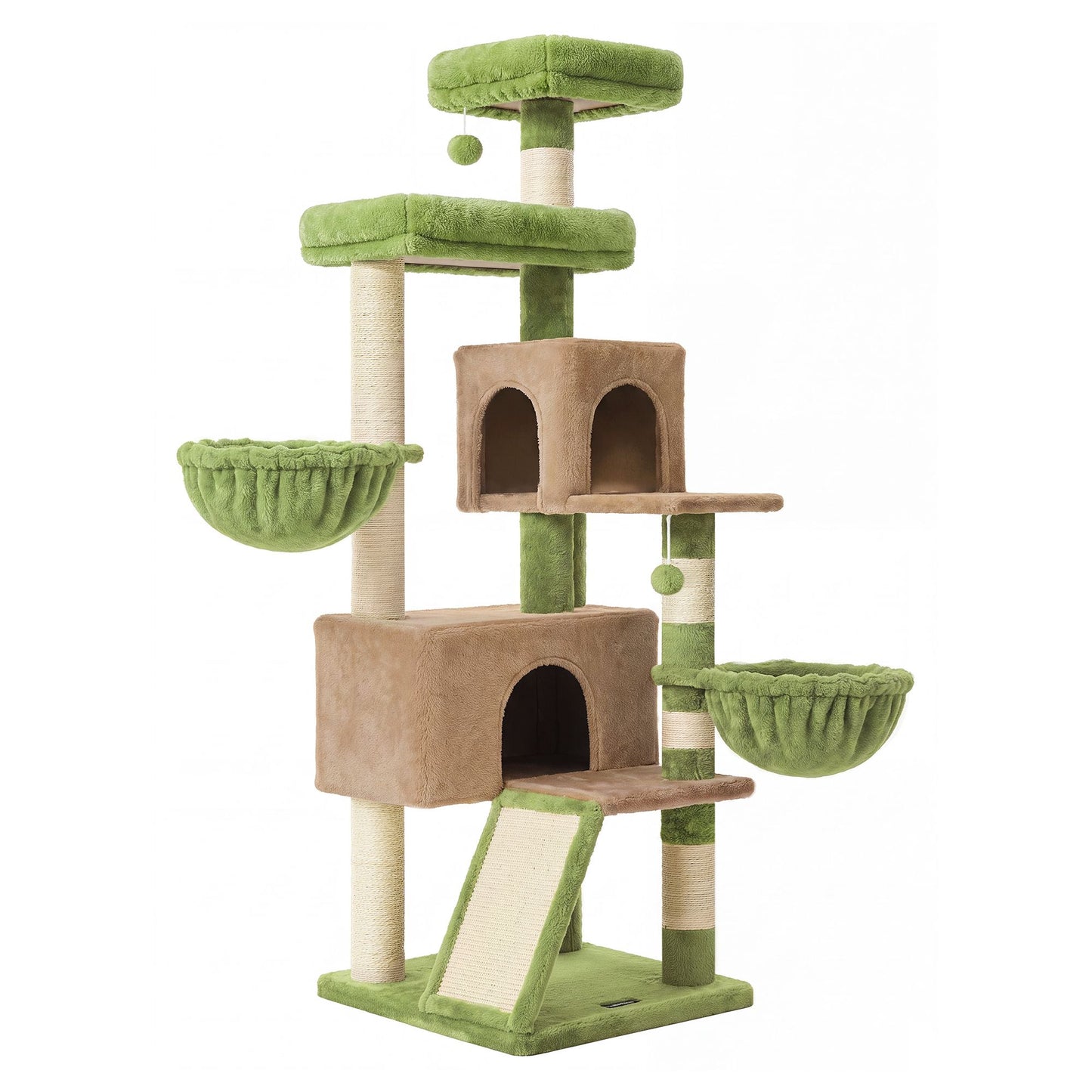 Cat Tree, 68.5-in Tall Cat Tower, Multi-Level Condo, Green for Adult Cats Indoor, with 7 Scratching Posts - image 1