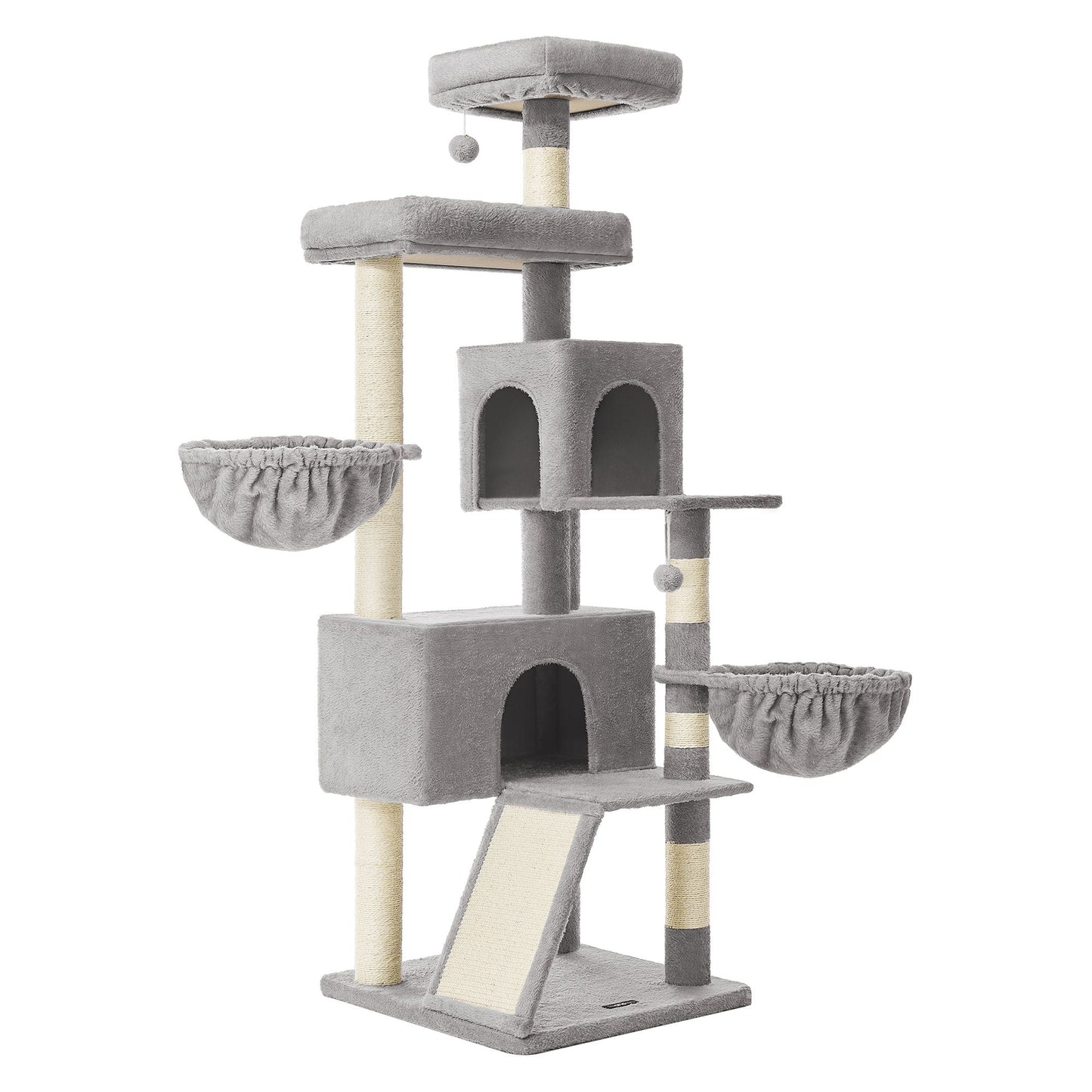 Large Cat Tree Tower, 68.5-Inch Tall Cat Condo with Large Perch - HWLEXTRA