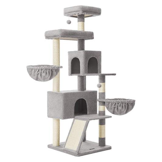 Large Cat Tree Tower, 68.5-Inch Tall Cat Condo with Large Perch - HWLEXTRA