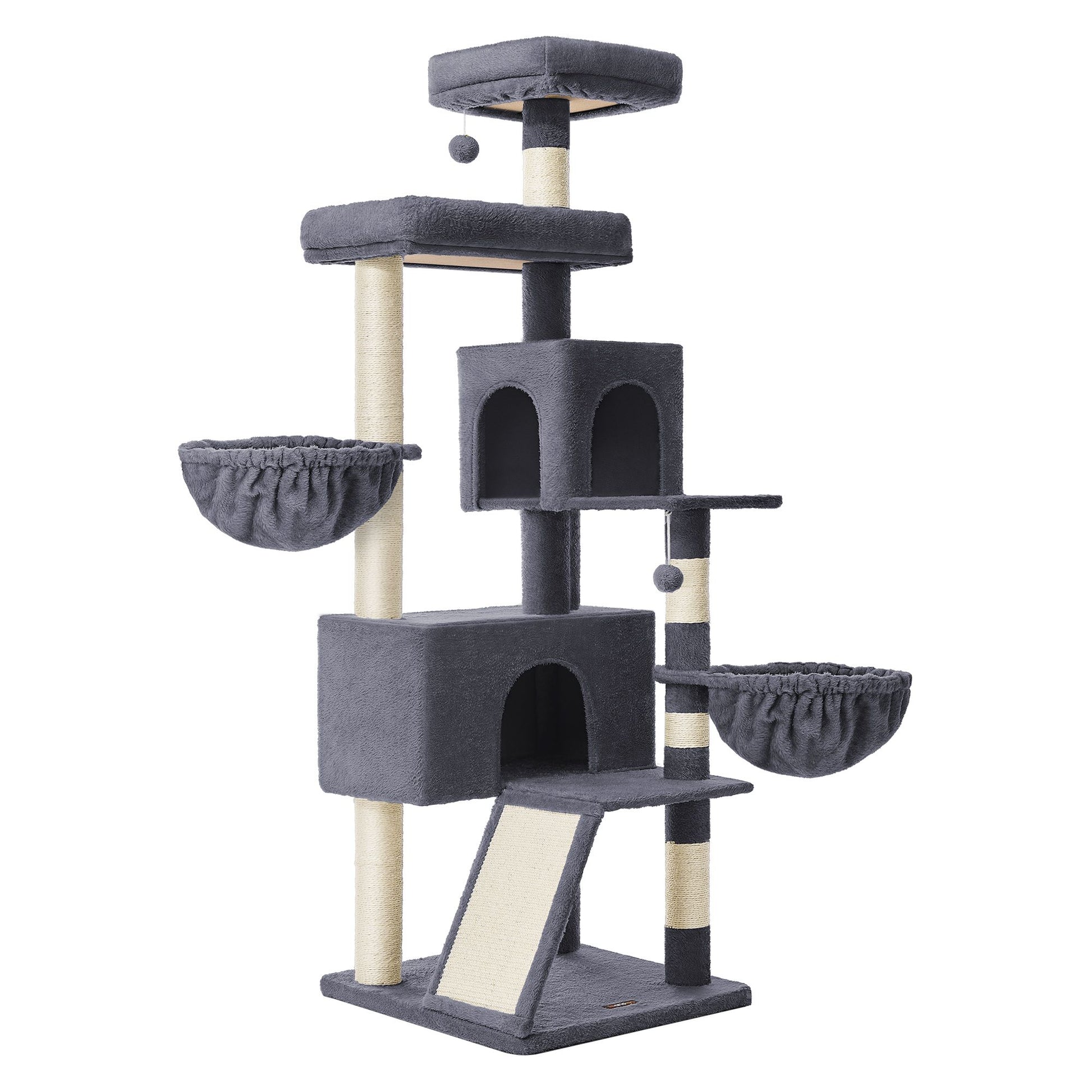 Large Cat Tree Tower, 68.5-Inch Tall Cat Condo with Large Perch - HWLEXTRA