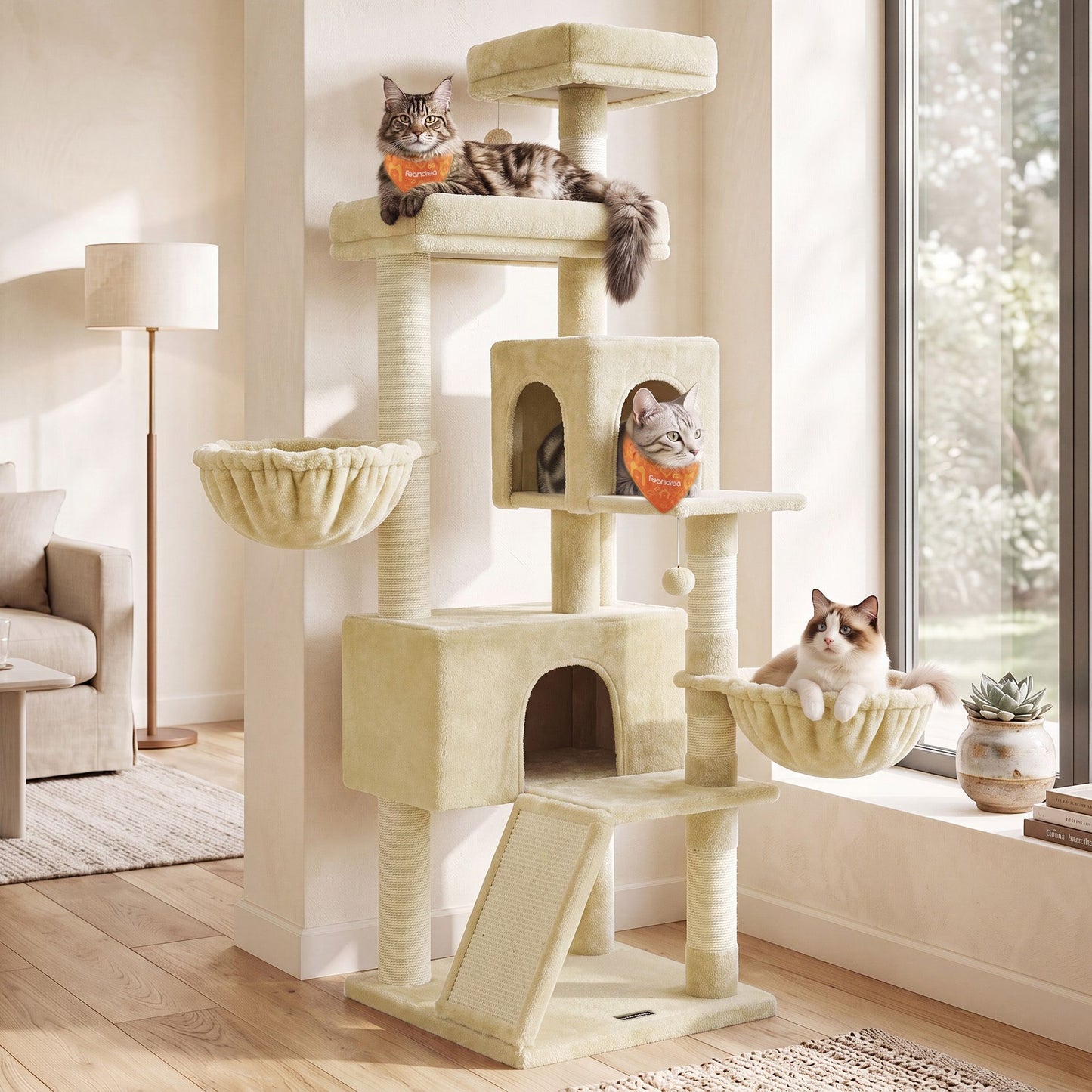 Cat Tree, 68.5-in Tall Cat Tower, Multi-Level Condo, Green for Adult Cats Indoor, with 7 Scratching Posts - image 4