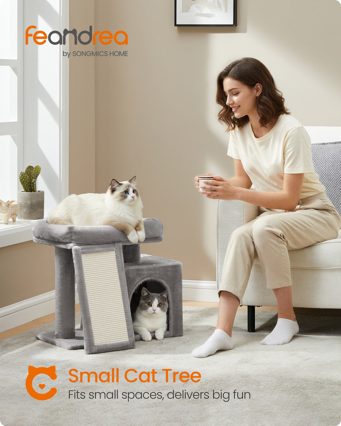 Cat Tree Condo with Ramp, 20.1 x 15.4 x 18.3 Inches, Dove Gray - image 2