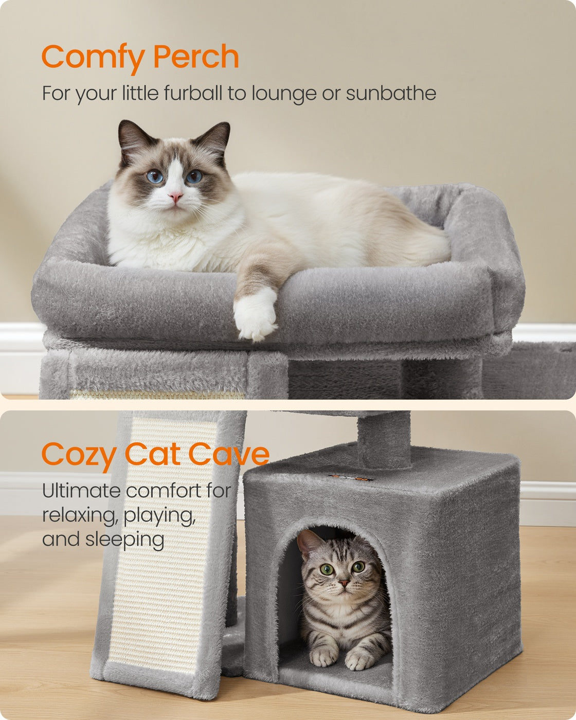 Cat Tree Condo with Ramp, 20.1 x 15.4 x 18.3 Inches, Dove Gray - image 4