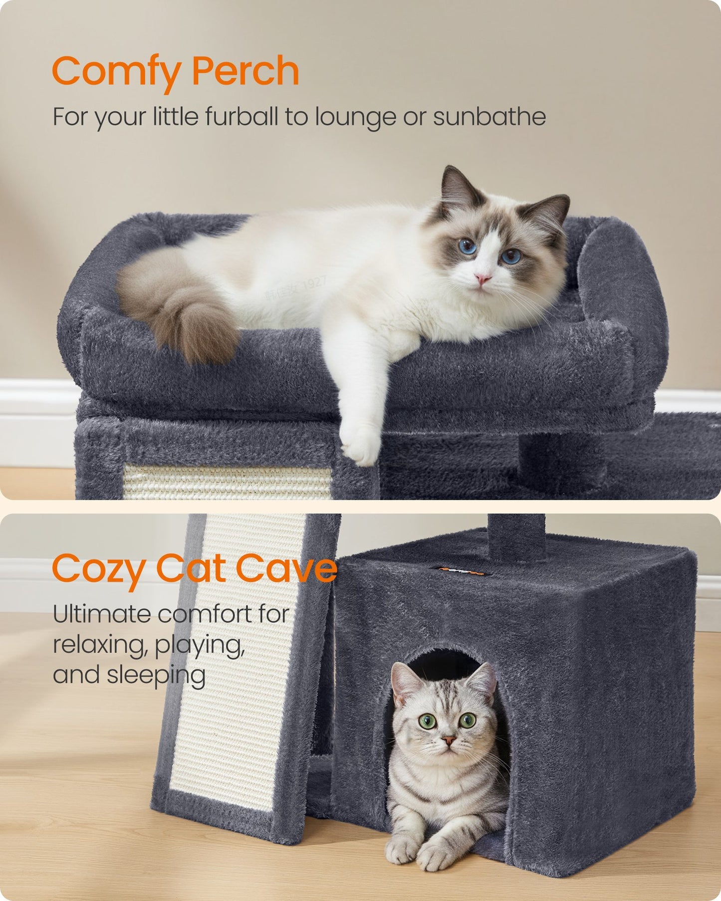 Cat Tree Condo with Ramp, 20.1 x 15.4 x 18.3 Inches, Dove Gray - image 10