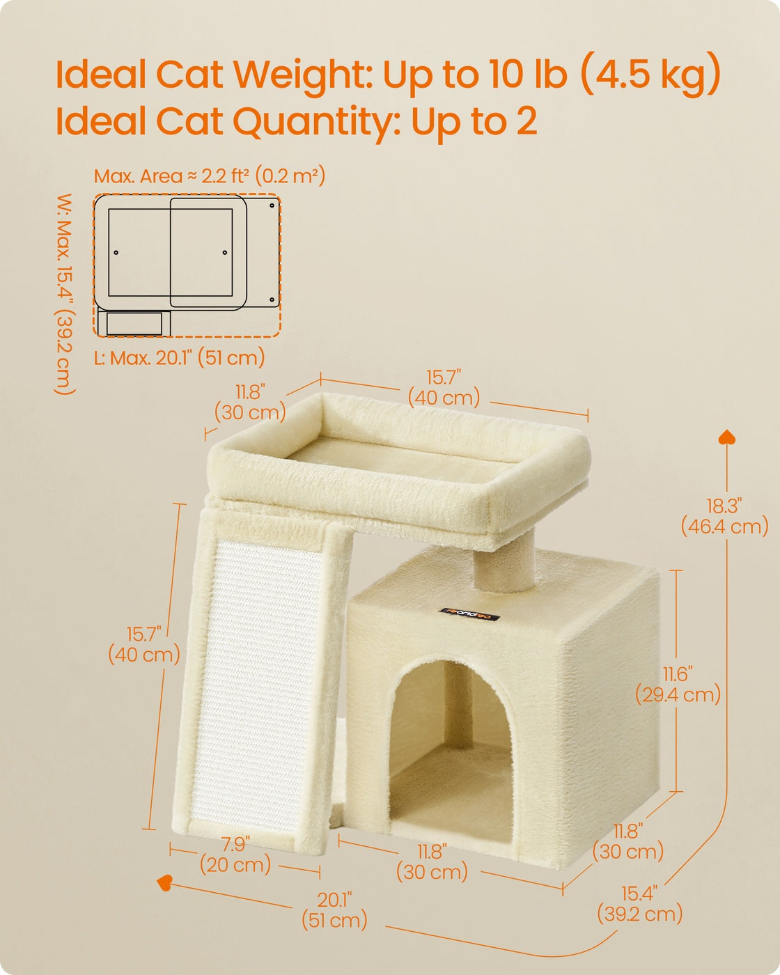 Cat Tree Condo with Ramp, 20.1 x 15.4 x 18.3 Inches, Dove Gray - image 18