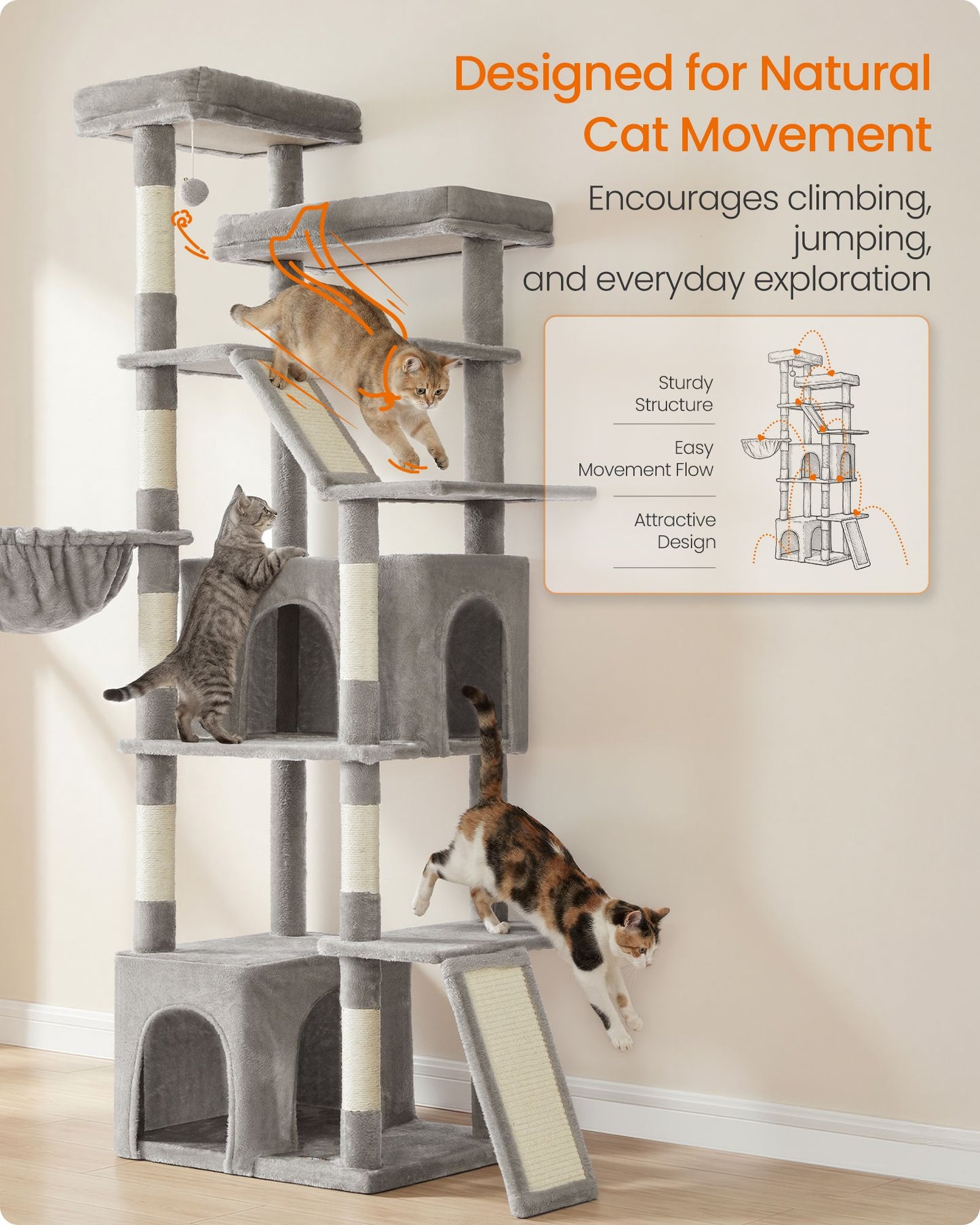72.6-Inch Tall Cat Tree Tower for Indoor Extra Large Cats - image 2
