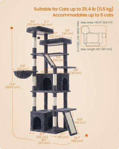 72.6-Inch Tall Cat Tree Tower for Indoor Extra Large Cats - image 6