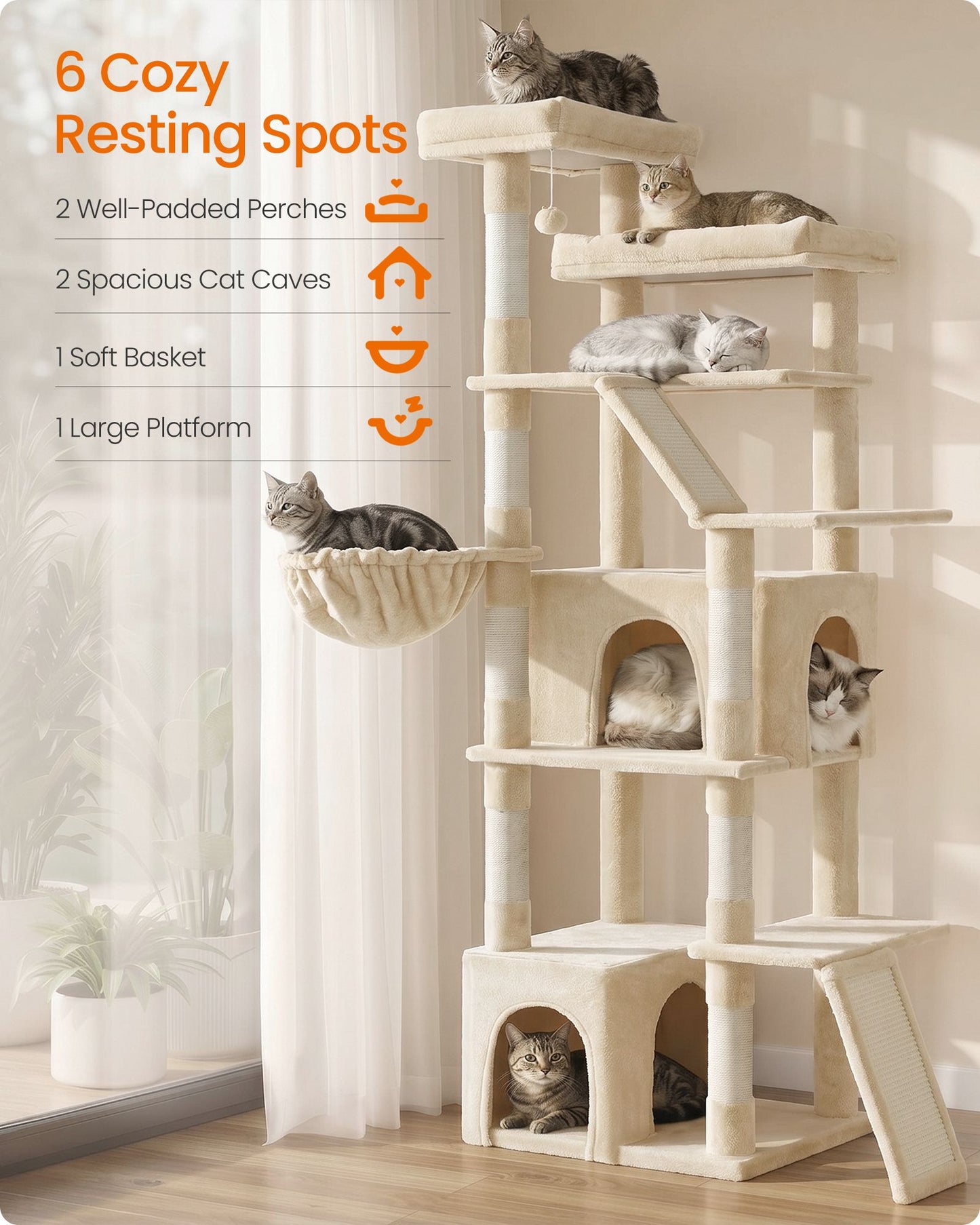 72.6-Inch Tall Cat Tree Tower for Indoor Extra Large Cats - image 8
