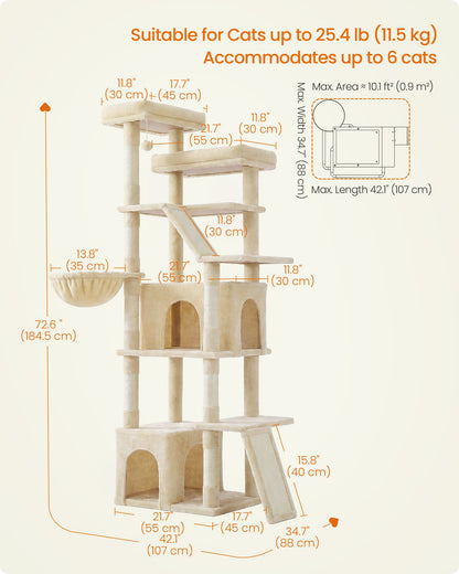 72.6-Inch Tall Cat Tree Tower for Indoor Extra Large Cats - image 10