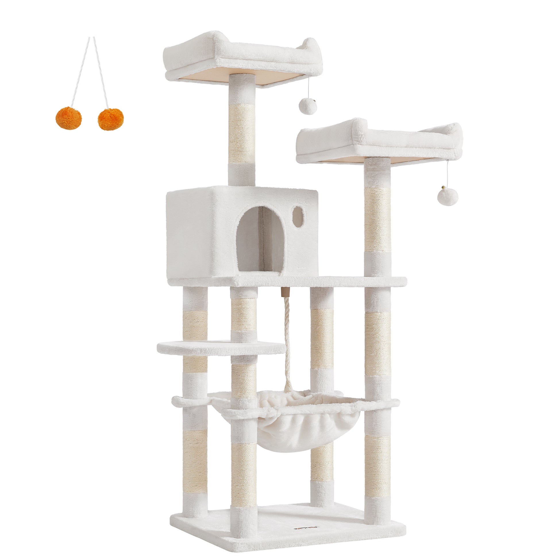 143 cm Cat Tower for Indoor Cats Cream White - image 2