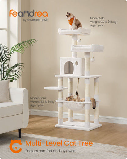 143 cm Cat Tower for Indoor Cats Cream White - image 3