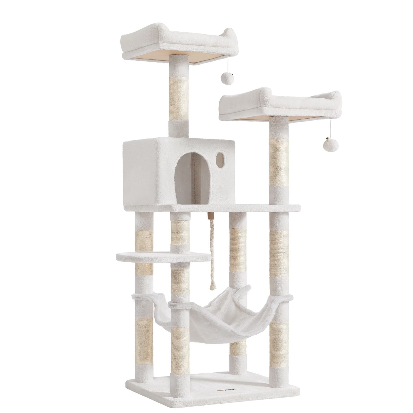 Cat Tree, 56.3-Inch Cat Tower, Multi-Level Plush Condo with 11 Scratching Posts - image 8